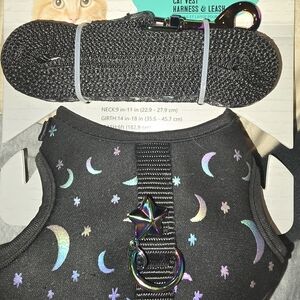 Iridescent Moon & Stars Cat Harness with Matching Leash